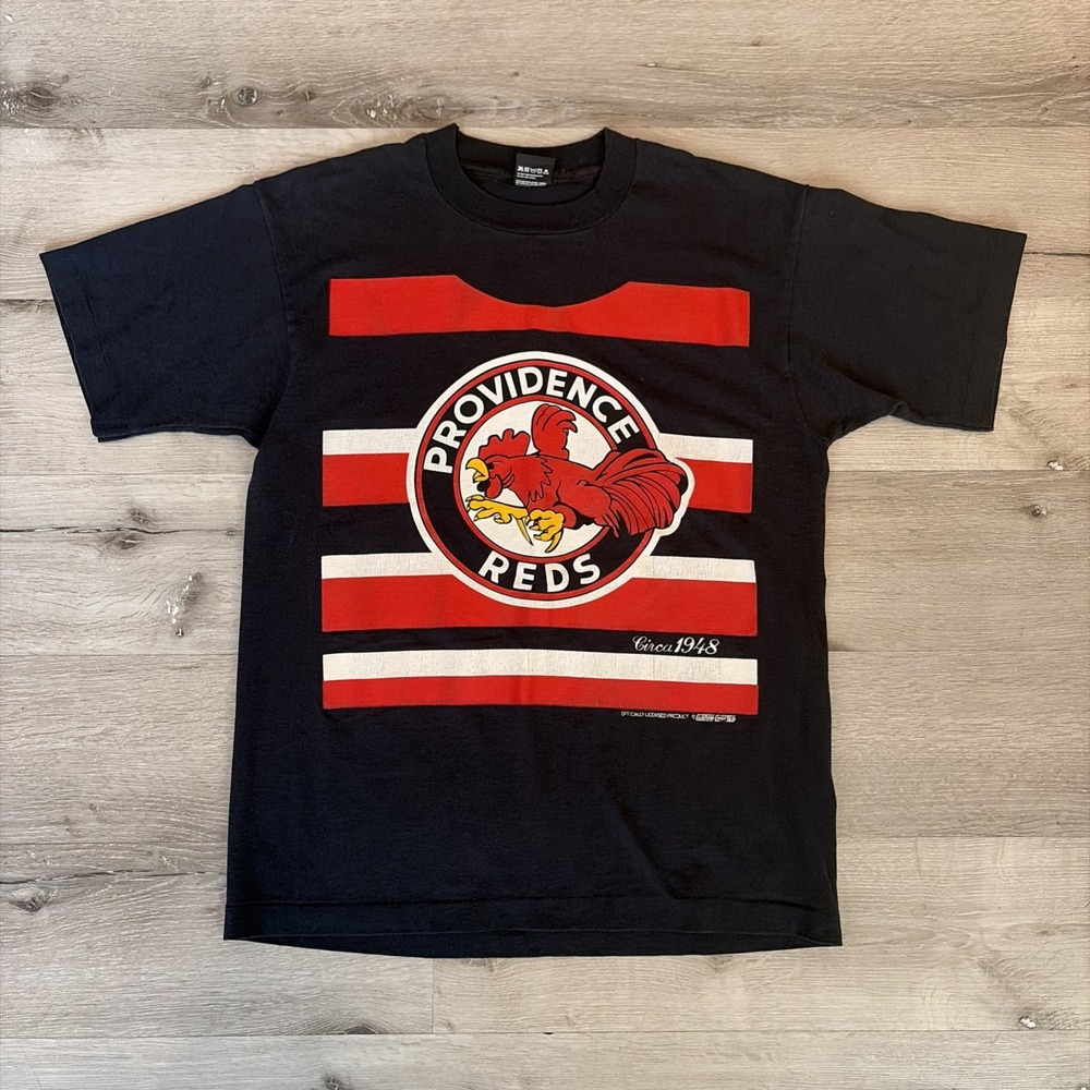Vintage 90s Providence Reds Baseball T Shirt Men's Large Black Single Stitch